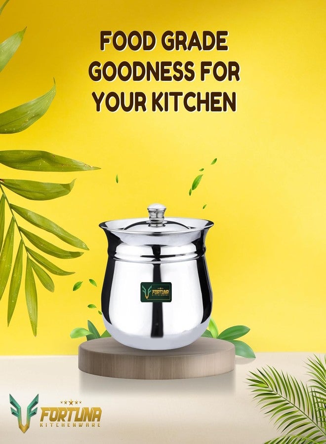 Fortuna Kitchenware, 1500ml, 20 Gauge Stainless Steel Dahi Handi/Curd Pot with Lid | Stainless Steel Handi for Kitchen (Matte, 1.5 Litre) - Image 4
